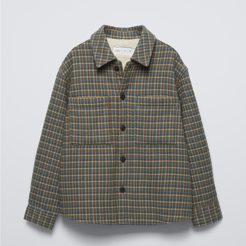 Zara Kids Multicolor Plaid Shirt Fleece Jacket